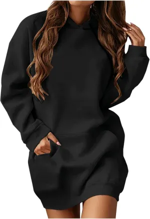 Women's Oversized Hoodies Sweatshirt Casual Long Sleeve Pocket Pullover Hoodie Dress Fall Winter Dress