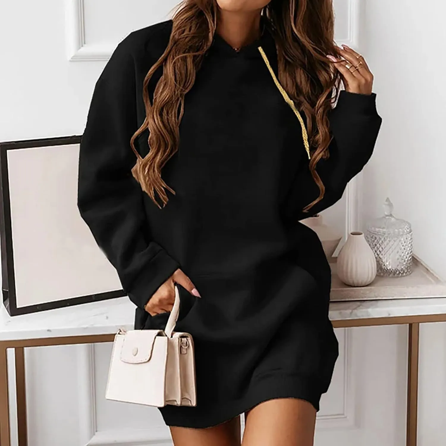 Women's Oversized Hoodies Sweatshirt Casual Long Sleeve Pocket Pullover Hoodie Dress Fall Winter Dress