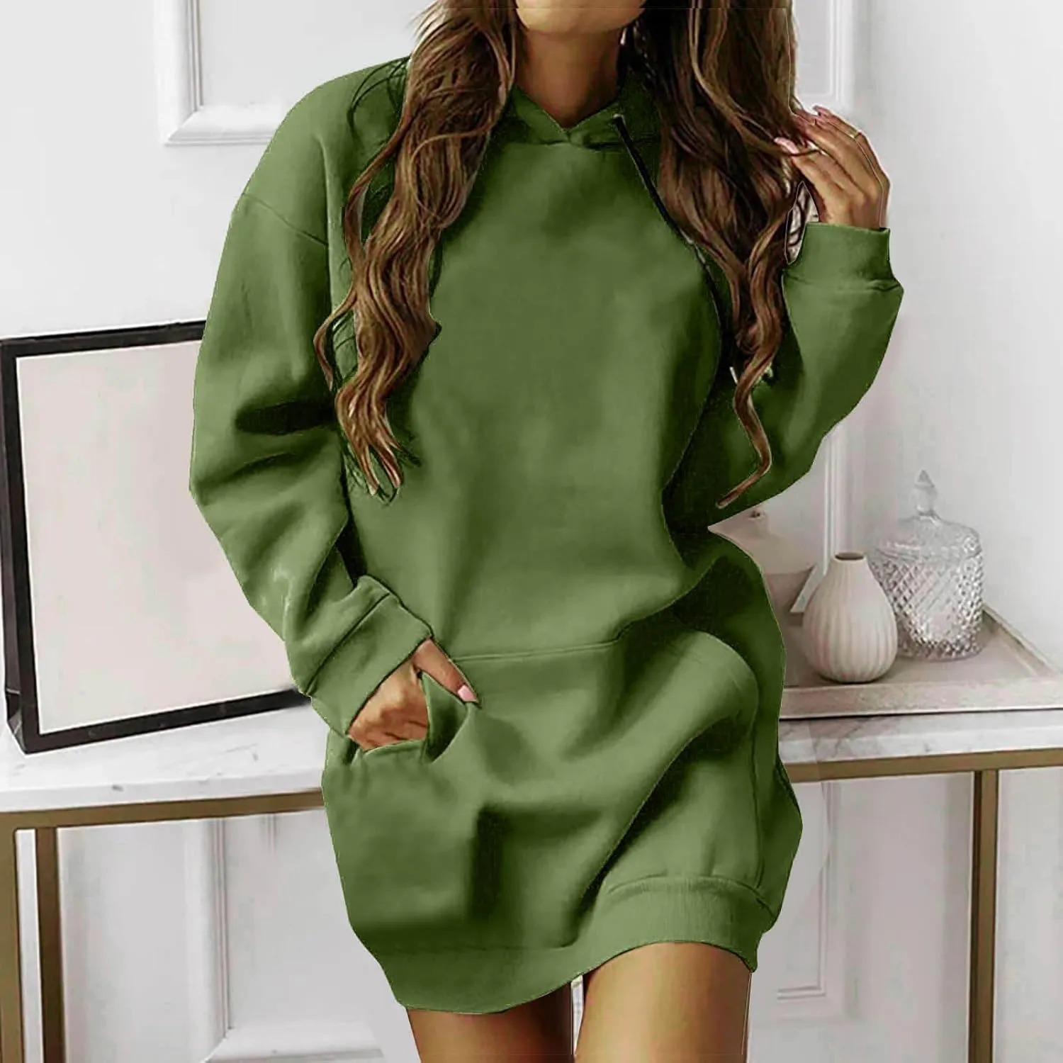 Women's Oversized Hoodies Sweatshirt Casual Long Sleeve Pocket Pullover Hoodie Dress Fall Winter Dress