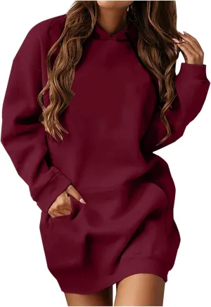 Women's Oversized Hoodies Sweatshirt Casual Long Sleeve Pocket Pullover Hoodie Dress Fall Winter Dress