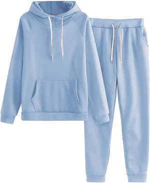 Women's Two Piece Tracksuit Fall Long Sleeve Crewneck Loose Plus Sweatshirt Wide Leg Sweatpant